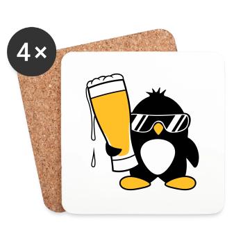 pinguin sonnenbrille party feiern bier alkohol gla - Untersetzer (4er-Set) - Weiß - Vorne