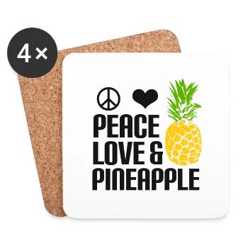 Ananas Peace love and pineapple - Untersetzer (4er-Set) - Weiß - Vorne