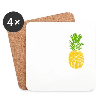 Ananas Peace love and pineapple - Untersetzer (4er-Set) - Weiß - Vorne