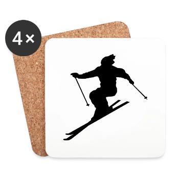 Skifahrer - Untersetzer (4er-Set) - Weiß - Vorne