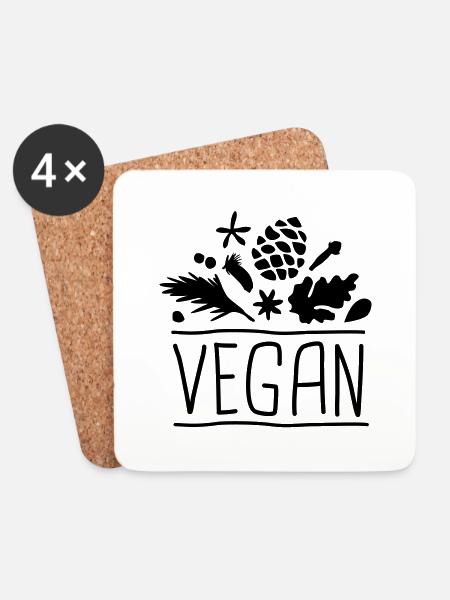 vegan - Untersetzer (4er-Set) - Weiß