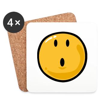 Smiley surprised - Dessous de verre (lot de 4) - blanc - Devant