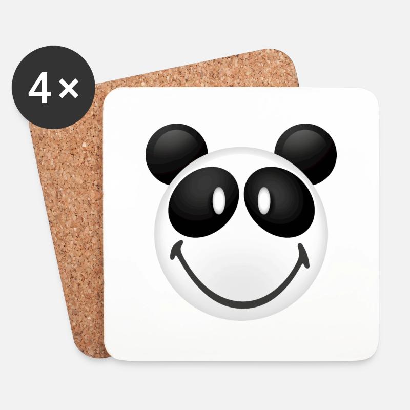 Smiley Panda - Untersetzer (4er-Set) - Weiß