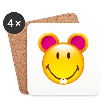 Smiley Mouse - Dessous de verre (lot de 4) - blanc - Devant