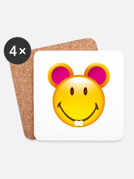 Smiley Mouse - Untersetzer (4er-Set) - Weiß