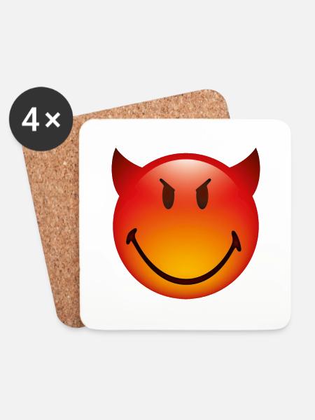 Smiley Glossy Devil - Untersetzer (4er-Set) - Weiß