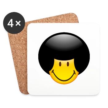 Smiley Afro - Dessous de verre (lot de 4) - blanc - Devant