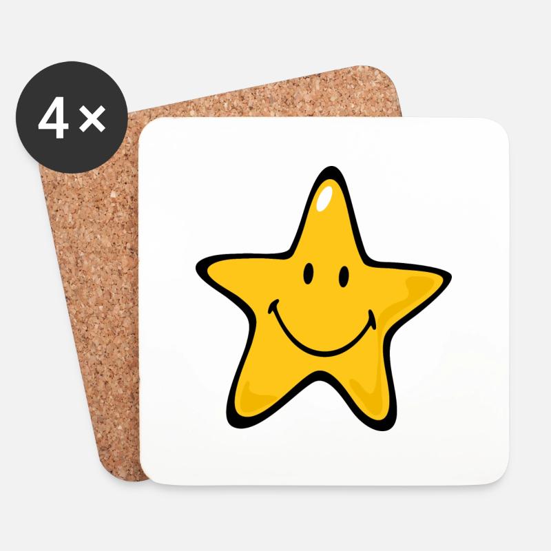 Smiley Star - Coasters (set of 4) - white