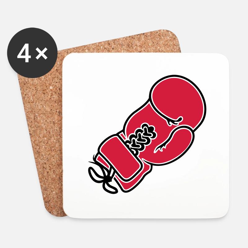 Boxhandschuh / Boxing Glove (k 2c) - Untersetzer (4er-Set) - Weiß