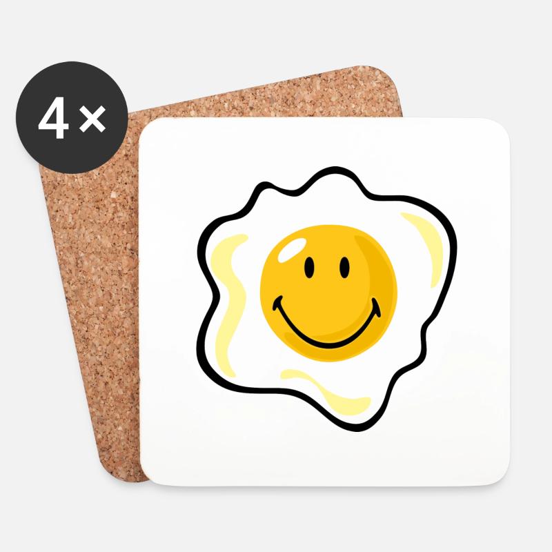 Smiley Fried Egg - Untersetzer (4er-Set) - Weiß