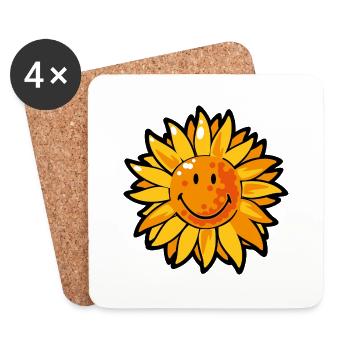 Smiley Sunflower - Untersetzer (4er-Set) - Weiß - Vorne