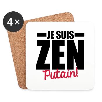 je suis zen putain - Dessous de verre (lot de 4) - blanc - Devant