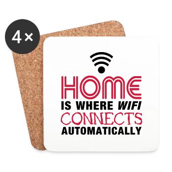 home is where the wifi connects automatically II2c - Dessous de verre (lot de 4) - blanc - Devant