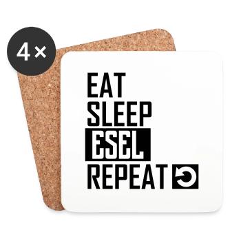 eat sleep esel repeat - Untersetzer (4er-Set) - Weiß - Vorne