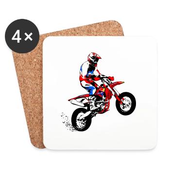 Supermoto Racer - Supermotard - Dessous de verre (lot de 4) - blanc - Devant