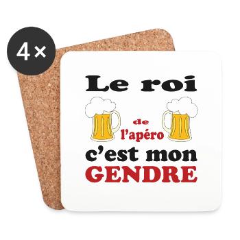 Le roi de l'apéro c'est mon gendre - Dessous de verre (lot de 4) - blanc - Devant