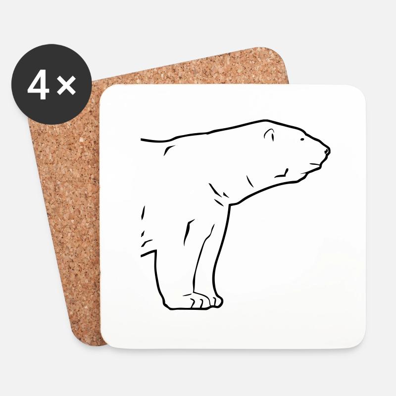 Polar Bear - Eisbär - Untersetzer (4er-Set) - Weiß