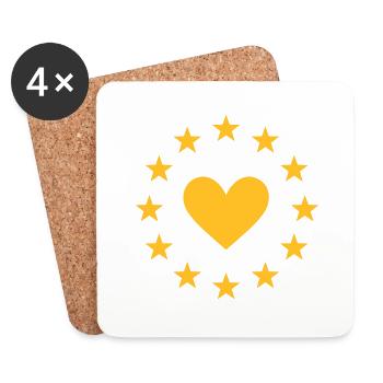 EU Herz, I love Europe, Europa Sterne, Flagge - Untersetzer (4er-Set) - Weiß - Vorne