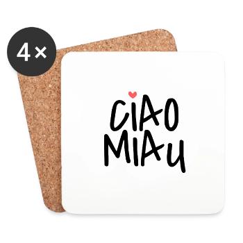 Ciao Miau <3 Noir - Dessous de verre (lot de 4) - blanc - Devant