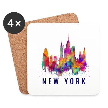 New Yok City Skyline NYC - Untersetzer (4er-Set) - Weiß - Vorne