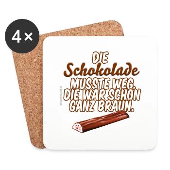 Schokolade musste weg - Untersetzer (4er-Set) - Weiß - Vorne