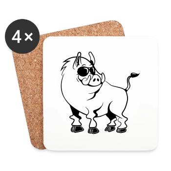 wildschwein refroidir des lunettes de soleil drôle - Dessous de verre (lot de 4) - blanc - Devant