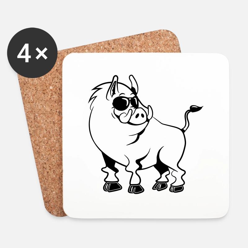 wildschwein cool süss witzig sonnenbrille - Untersetzer (4er-Set) - Weiß