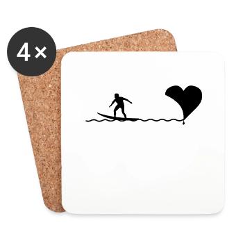 Surfer, Surfen, surfen, Surfer T-Shirt - Untersetzer (4er-Set) - Weiß - Vorne