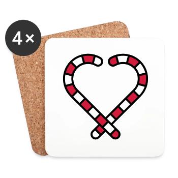 Candy Cane Heart - Coasters (set of 4) - white - Front