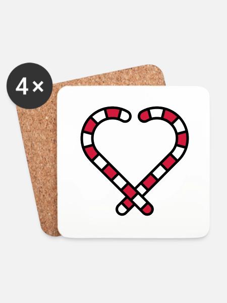 Candy Cane Heart - Coasters (set of 4) - white