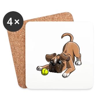 Le plus mignon Boxer - Dessous de verre (lot de 4) - blanc - Devant