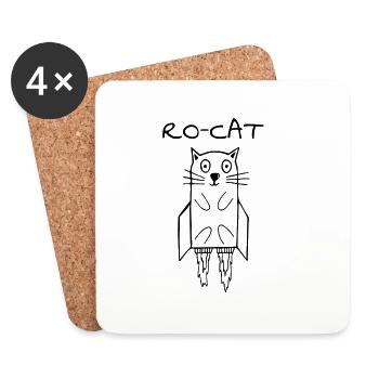 RO-CAT Rocket Cat I Super Cat - Coasters (set of 4) - white - Front