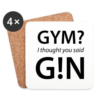 GYM ? Je te remercie de son gin ! Fitness - Gin Humor - Dessous de verre (lot de 4) - blanc - Devant