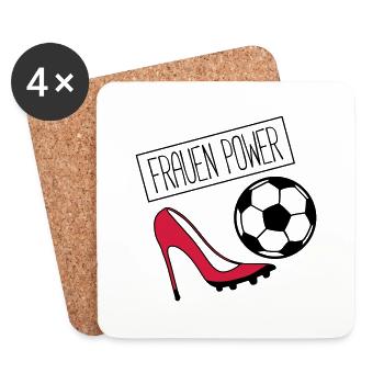 frauen power fussball - Untersetzer (4er-Set) - Weiß - Vorne