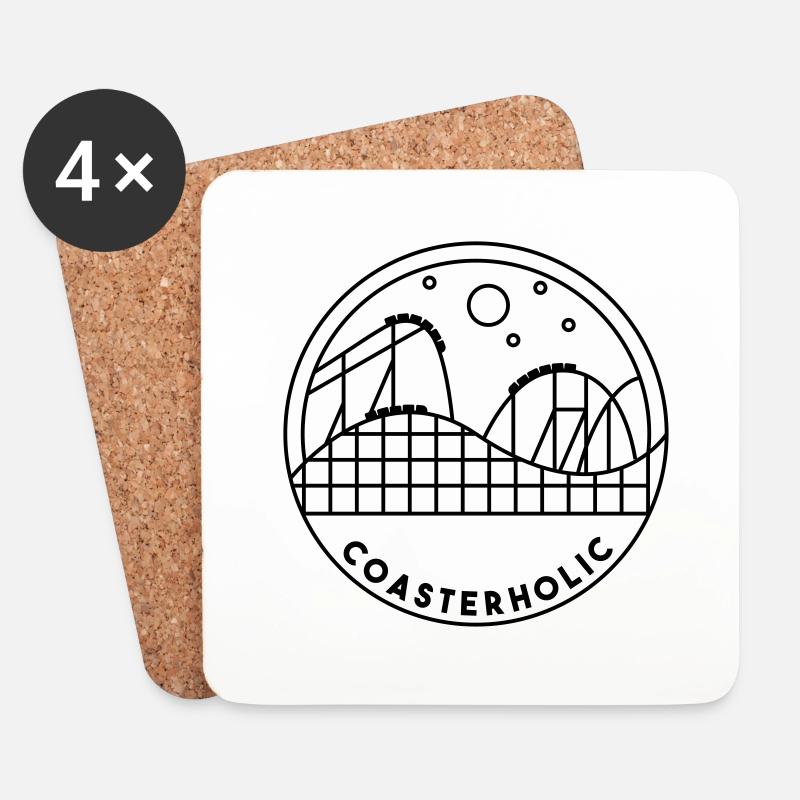 Coasterholic Achterbahn Freizeitpark Design - Untersetzer (4er-Set) - Weiß
