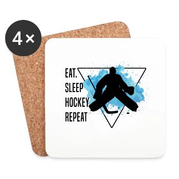 EAT SLEEP HOCKEY Repeat - Untersetzer (4er-Set) - Weiß - Vorne