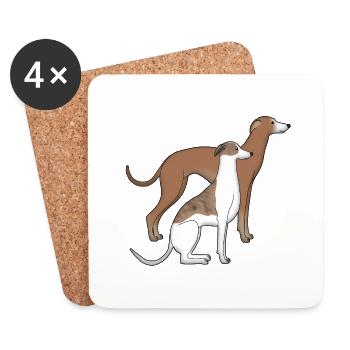 Zwei Whippets - Untersetzer (4er-Set) - Weiß - Vorne