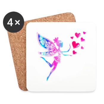 Fee Elfe Herzen Valentinstag Geschenkidee Liebe - Untersetzer (4er-Set) - Weiß - Vorne