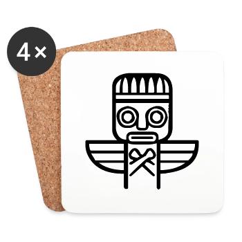 indianer_tiki_symbol - Dessous de verre (lot de 4) - blanc - Devant