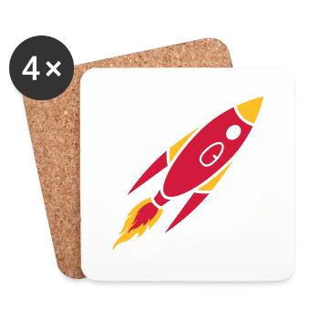 Clipart red rocket - Coasters (set of 4) - white - Front