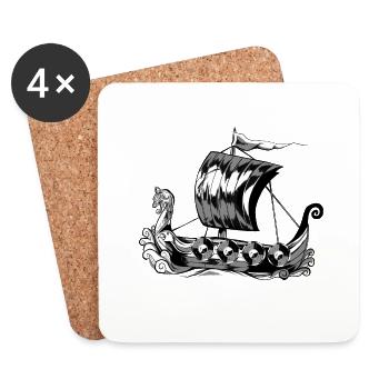 Viking ship Viking boat Viking ship - Coasters (set of 4) - white - Front
