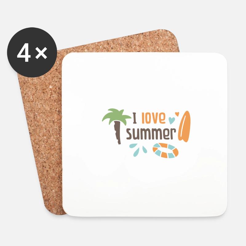 I love summer - Untersetzer (4er-Set) - Weiß