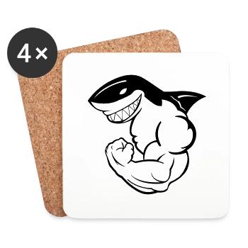 strong shark - Coasters (set of 4) - white - Front