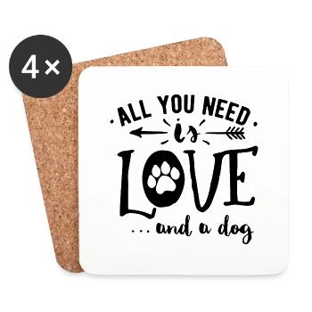 All you need is love and a dog - Coasters (set of 4) - white - Front
