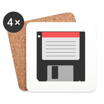 Floppy grau grey Diskette 3 5 - Untersetzer (4er-Set) - Weiß - Vorne