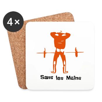 sans les mains musculation barre humour - Dessous de verre (lot de 4) - blanc - Devant