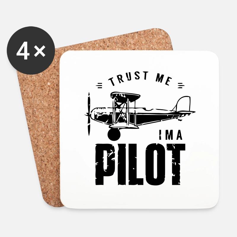 Aviator (customizable color) - Coasters (set of 4) - white