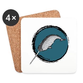 Narwal / Narwhal Design II - Untersetzer (4er-Set) - Weiß - Vorne