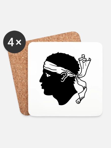 Head of Corsican Moor - Coasters (set of 4) - white