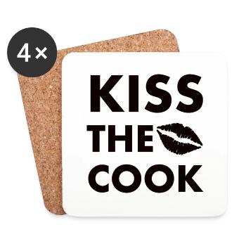 Kiss the cook schwarz - Untersetzer (4er-Set) - Weiß - Vorne